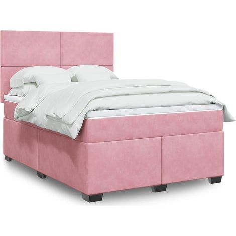 Boxspringbett mit Matratze Rosa 140x190 cm Samt (1/5)