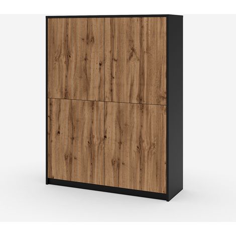 Credenza alta moderna con ante cannettate Budapest - Nero