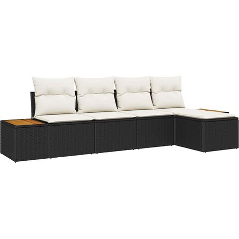 Maison Exclusive - Set Divano da Giardino con cuscino 5 pcs Nero Poly Rattan