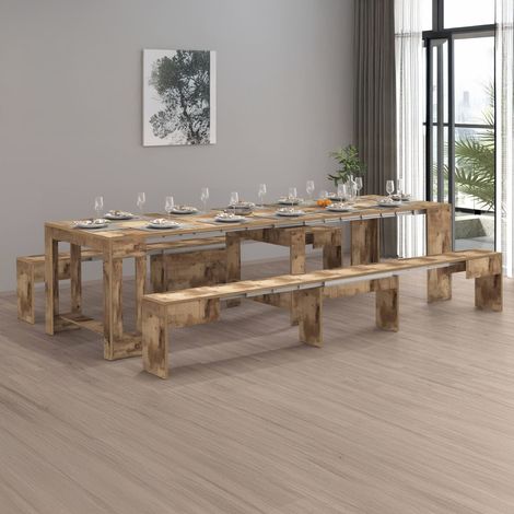 Dmora - Panca Torquato, Set di 2 sedute per tavolo da pranzo, Panche allungabili, 290x25h45 cm, Acero (1/5)