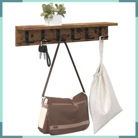874361 Porte-manteau mural Bois ancien 60 x 10,5 x 10,5 cm (1/5)