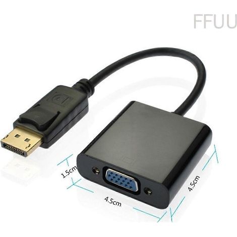 Câble adaptateur DisplayPort (DP) vers VGA, convertisseur mâle vers femelle, adapté aux PC, ordinateurs portables, téléviseurs HD et projecteurs. (1/2)