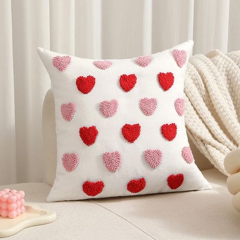 Coussin Décoratif En Forme De Cœur - Housse De Coussin Brodée En Polyester - Pour Salon Chambre Canapé Voiture - 45x45 cm - 2 Pièces (1/5)