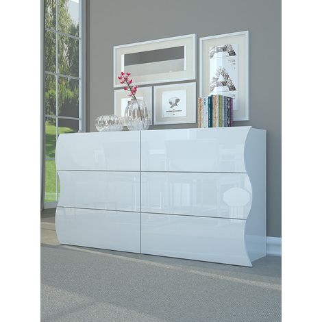 commode moderne 154 cm blanc laqué Onida (1/4)