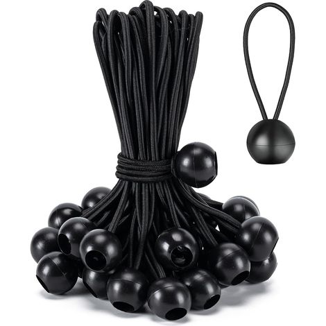 Elastisches Bungee-Seil – 30er-Pack – 10 cm schwarzes Gummi – Kugelgelenkbefestigung – Für Planen und Zelte (1/5)