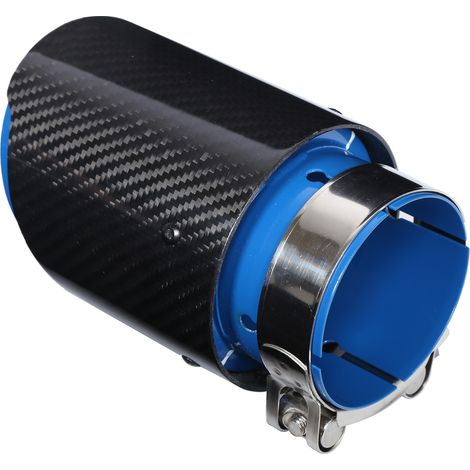 Tuyau d'échappement universel, tube droit en fibre de carbone bleue brillante, entrée de 2,1 pouces, sortie unique de 4 pouces. (1/5)