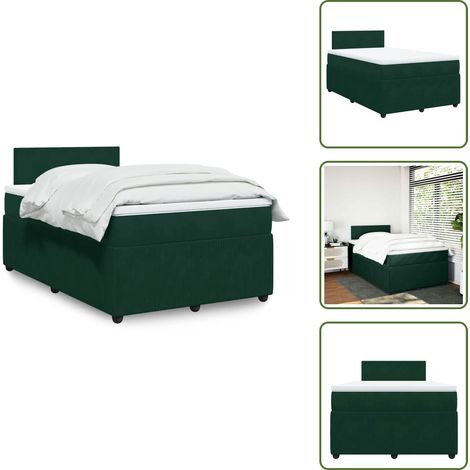 Materasso in velluto - vidaXL Giroletto a Molle con Materasso Verde Scuro 120x190 cm Velluto - Letto con doghe