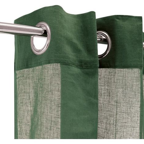 COTONNADE - Voilage à œillets 100% coton vert foncé 105x250 (1/4)