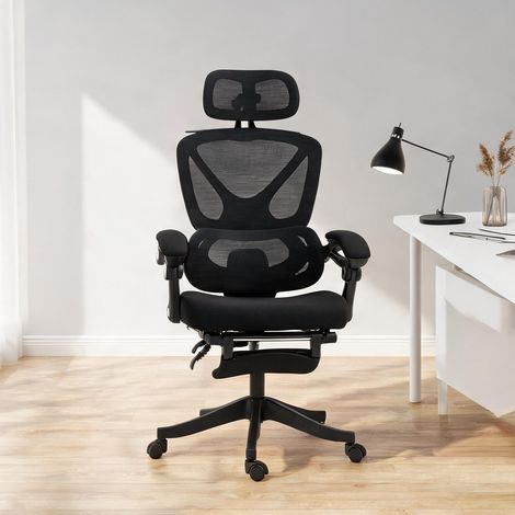 Chaise de bureau noir en maille 100 polyester 71 x 70 x 129 cm (1/5)