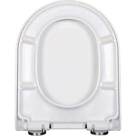 Sedile WC a forma di V e di U con meccanismo di chiusura ammortizzata e facile da pulire, bianco con pulsante di sgancio rapido (U),