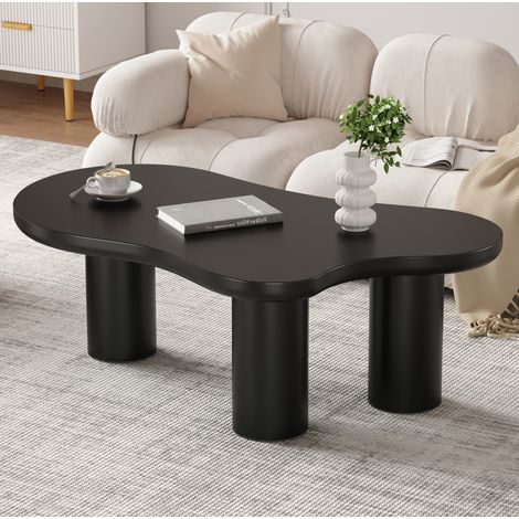 Mesa de centro con forma de nube (107x66x40.5 cm), diseño original, superficie lacada, MDF, negro (1/5)