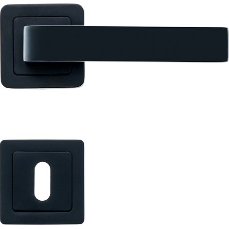 Lot de 2 poignées CANELA noir mat + 2 rosaces clé noir mat (1/4)