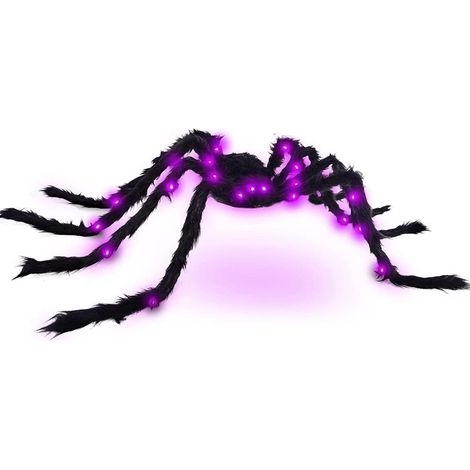 Riesige, 125 cm große LED-Leuchtspinne für Halloween – Plüschspinne – Deko für Spukhäuser – Dekoration für drinnen und draußen, für Garten, Hof oder Haus – Partyzubehör