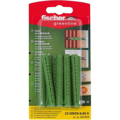 Tassello fischer sx green 8x65 k nylon 65 mm