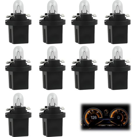 10 x T5 12 V 2 W Light Yellow Car Dashboard Light Bulbs, Durable Interior Lighting, T5 W1.2 W Versatile Bulb for Indicators (1/5)