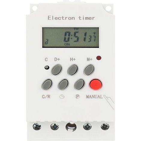 Programmierbarer digitaler Timer 220 V 25 A, elektronischer DIN-Schienen-Timer mit LCD-Display – Weiß