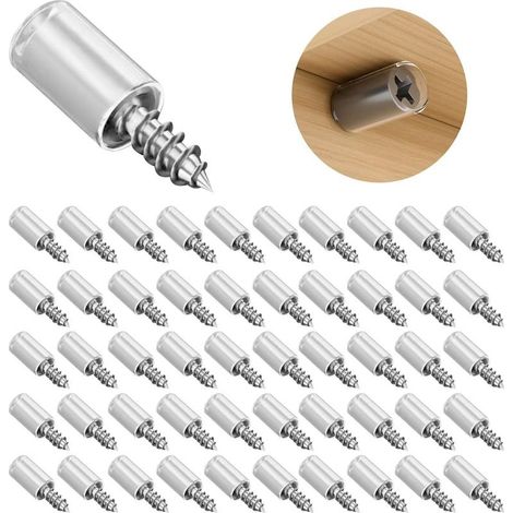 Lot de 50 Support Etagere, Taquet Etagere Support d'Étagère, Support de Plancher Invisible, Broches Cheville con Antidérapant Caoutchouc Chapeau pour Meuble, Armoire, Placard, Bibliothèque (1/5)