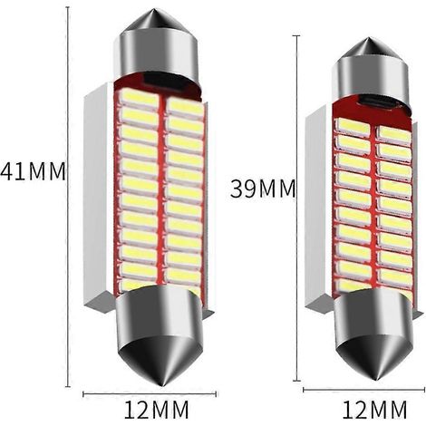 Ampoule navette LED 4014 C5W C10W 31 mm 36 mm 39 mm 41 mm pour éclairage intérieur de voiture, éclairage de plaque d'immatriculation, 12 V 3 W