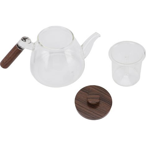 Heat-resistant borosilicate glass teapot, 1000 ml, transparent, suitable for electric and ceramic hobs. (1/5)