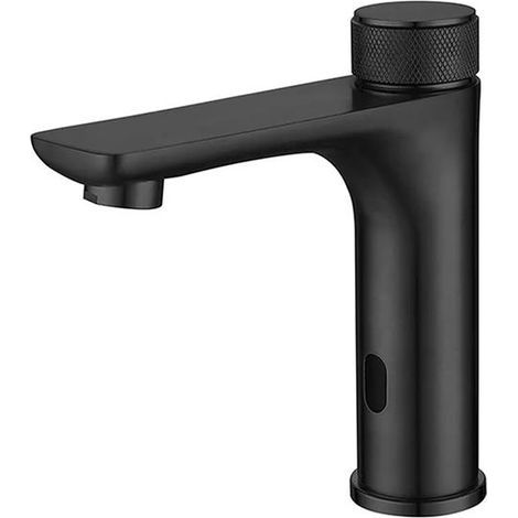 Modern single-handle bathroom faucet, single-hole basin tap (black, without drain pipe) (1/5)