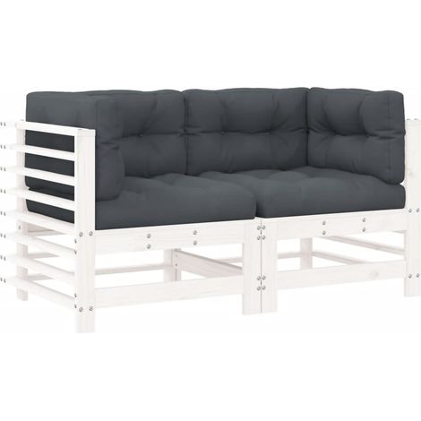 Maison Exclusive - Divani Angolari con Cuscini 2 pz Legno Massello di Pino Bianco
