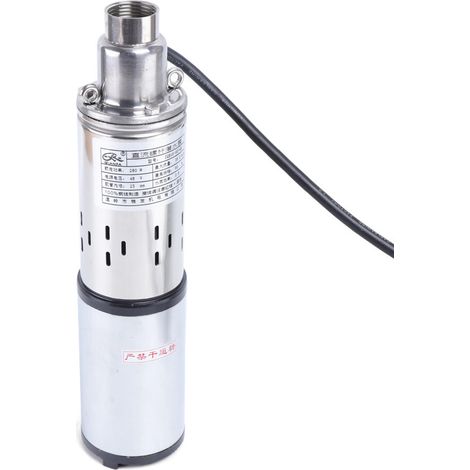Pompe solaire immergée pour puits profond 280W 48V, débit 16L/h hauteur 60m, inoxydable avec câble 17m, filtration intégrée - Pompe de puits profond Pour irrigation jardin, réservoir, rivière (1/5)
