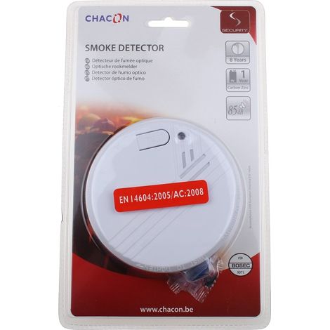 Chacon – Détecteur de fumée optique 9V – Alimentation par pile alcaline – Détection sur 25m² – Signal sonore 85dB – Garantie 5 ans