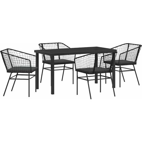 Ensemble de salle à manger pour jardin 5 pcs,Salon de jardin Noir polyrotin CFW97218 (1/5)