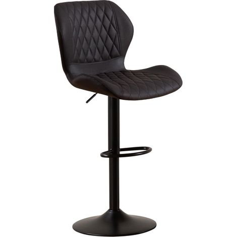 Barhocker mit Lehne, 360° drehbar, höhenverstellbar, Kunstleder, Schwarz (1/5)