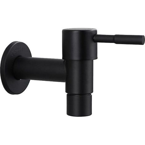 Robinet en acier inoxydable noir mural Machine à laver robinet bain toilette vadrouille piscine robinets d'eau (1/4)