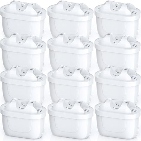 Lot de 12 cartouches filtrantes de rechange compatibles avec les carafes filtrantes Brita Maxtra+, Style et Mavea Elemaris XL, Brita Maxtra Plus et réservoir d'eau Aluna