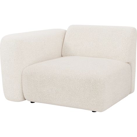 Module fauteuil d'angle gauche en tissu bouclette blanc POGNI de Maison Céphy (1/4)