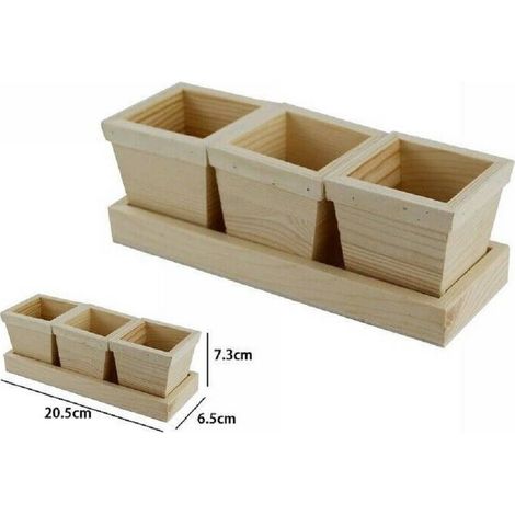 TrAdE Shop Traesio - Tris Scatole Contenitori 3 Pezzi Con Base In Legno Naturale Decoupage 53455a -