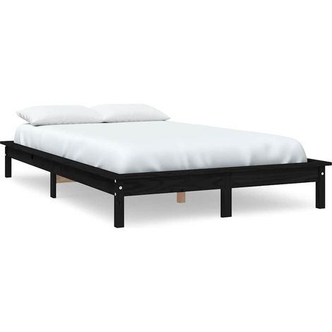 Maison Exclusive - Massivholzbett Schwarz 160x200 cm Kiefer (1/5)