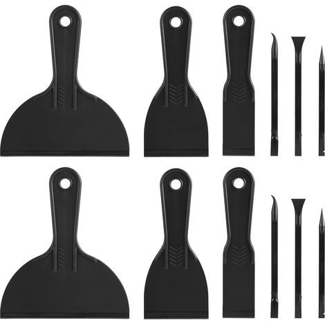 JSSEVN - 12-piece Scraper Set, Including 6 Black Flexible Putty Knives and 6 Detail Scrapers for Repairing, Filling, Patching, and Plastering (1/5)