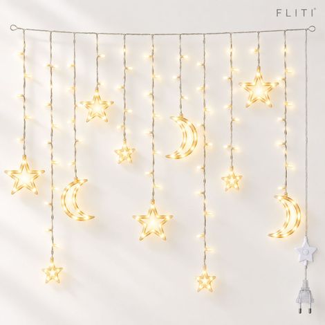 FLITI LED String Lights with Stars and Moons, Warm White, Indoor/Outdoor Decoration for Garden, Camping, and Christmas, 220V, Remote Control (1/5)
