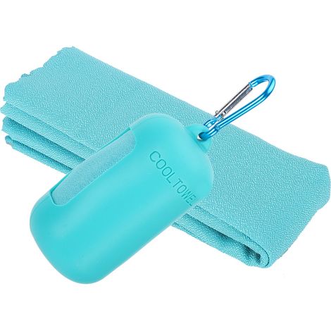 Tragbares, schnelltrocknendes Mikrofaser-Reisehandtuch mit Kühlfunktion für Sport und Dusche, geeignet für Outdoor-Camping (Blau) (1/5)