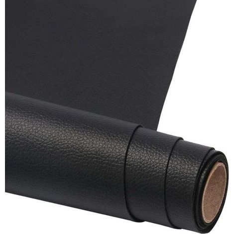 Toppa di riparazione 50 x 137 cm - Rotolo adesivo in similpelle PU - per divani, borse, giacche, sedili auto, mobili in pelle, restauro - Nero