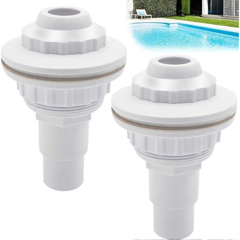 Lot de 2 buses d'entrée d'eau pour piscine, raccord de tuyau 32 mm/38 mm, accessoires de nettoyage de piscine, buse de refoulement avec tête pivotante, retour d'eau de piscine (1/5)