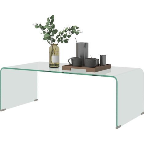 Tavolino da Salotto in Vetro Temperato Design Monoblocco Moderno 100x50x35 cm (1/5)