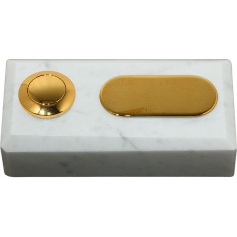 Sonnette Lisbonne filaire marbre blanc bouton étiquette laiton