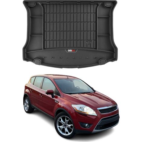 Tapis de Coffre 3D TPE Premium Compatible avec Ford Kuga I 2008-2013 - Bac de Protection de Coffre Intérieur antidérapant Revêtement de Coffre Bords Hauts pour Voiture Noir