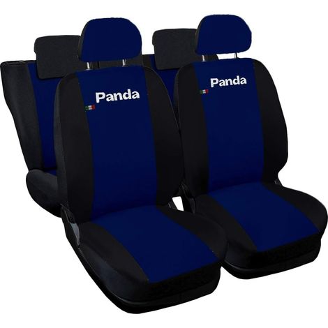 Lupex shop - Coprisedili Auto Compatibili per Panda 2a e 3a serie, Made In Italy, anteriori, e posteriori 50/50, tessuto poliestere - Blu scuro/Nero