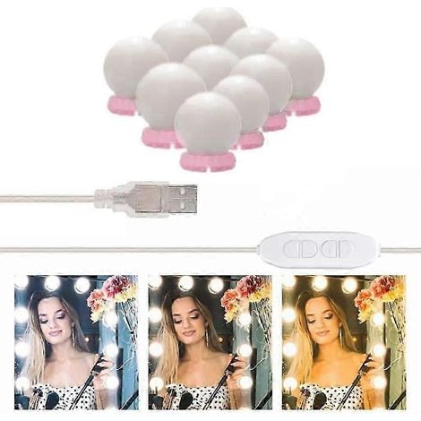 Miroir lumineux LED, style Hollywood, 10 lampes de maquillage à intensité variable, 7000K, lampe de maquillage BBeauty, lampe miroir pour cosmétiques (1/5)