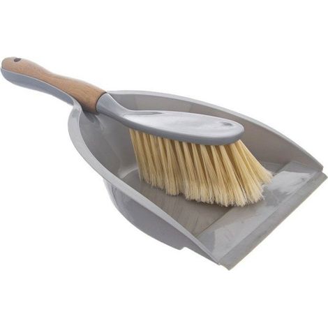 Pelle A Poussiere - Balayette - Bord Caoutchouc 1 Cm - Bois De Bambou Et Plastique - Pour Nettoyage Intérieur - 1 Ensemble