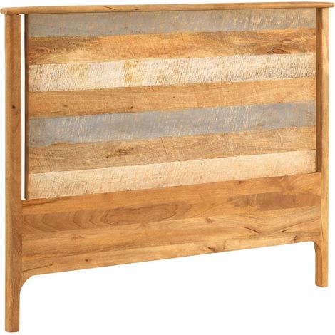 Tête de lit en bois de manguier naturel et gris prête à poser - Bois naturel et gris clair (1/2)