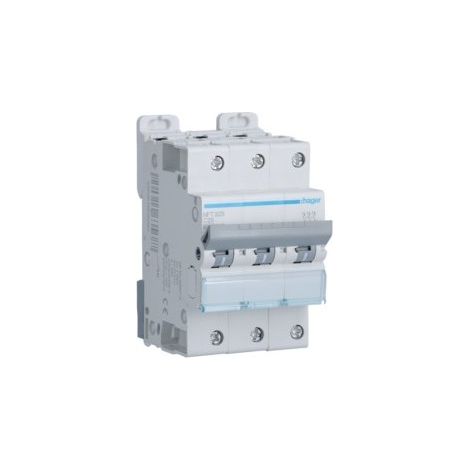 Disjoncteur 3 Pôles 6-10kA courbe C 25A 3 modules HAGER NFT325 (1/2)