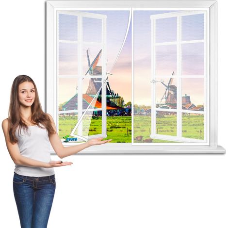 MagnéTique Moustiquaire Fenêtre 100 x 100 cm MagnéTique Rideau De Porte Moustiquaire Enroulable Anti Insecte Mouche Moustique pour Enfants et Animaux de Compagnie【Blanc】