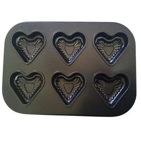 TrAdE Shop Traesio - Teglia Da Forno Forma Cuore Muffin Cup Cake Alluminio Vassoio Antiaderente Dolci -