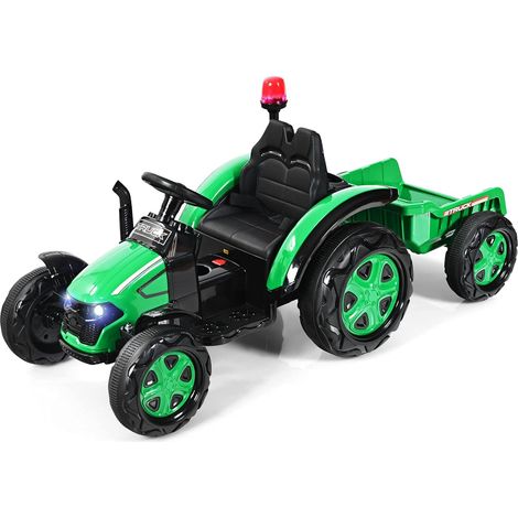 Trattore Elettrico per Bambini con Rimorchio, Trattore Giocattolo con Rimorchio per Bambini 3-8 Anni, con Telecomando e Cintura di Sicurezza a 2 Punti (Verde) (1/5)